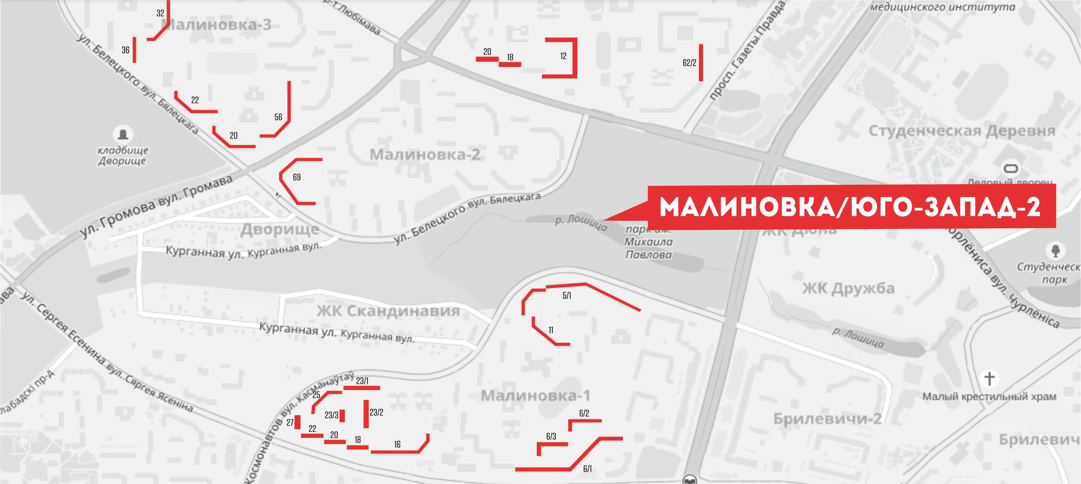 Карта расположения рекламных конструкций в лифтах р-на Малиновка/Юго-Запад-2