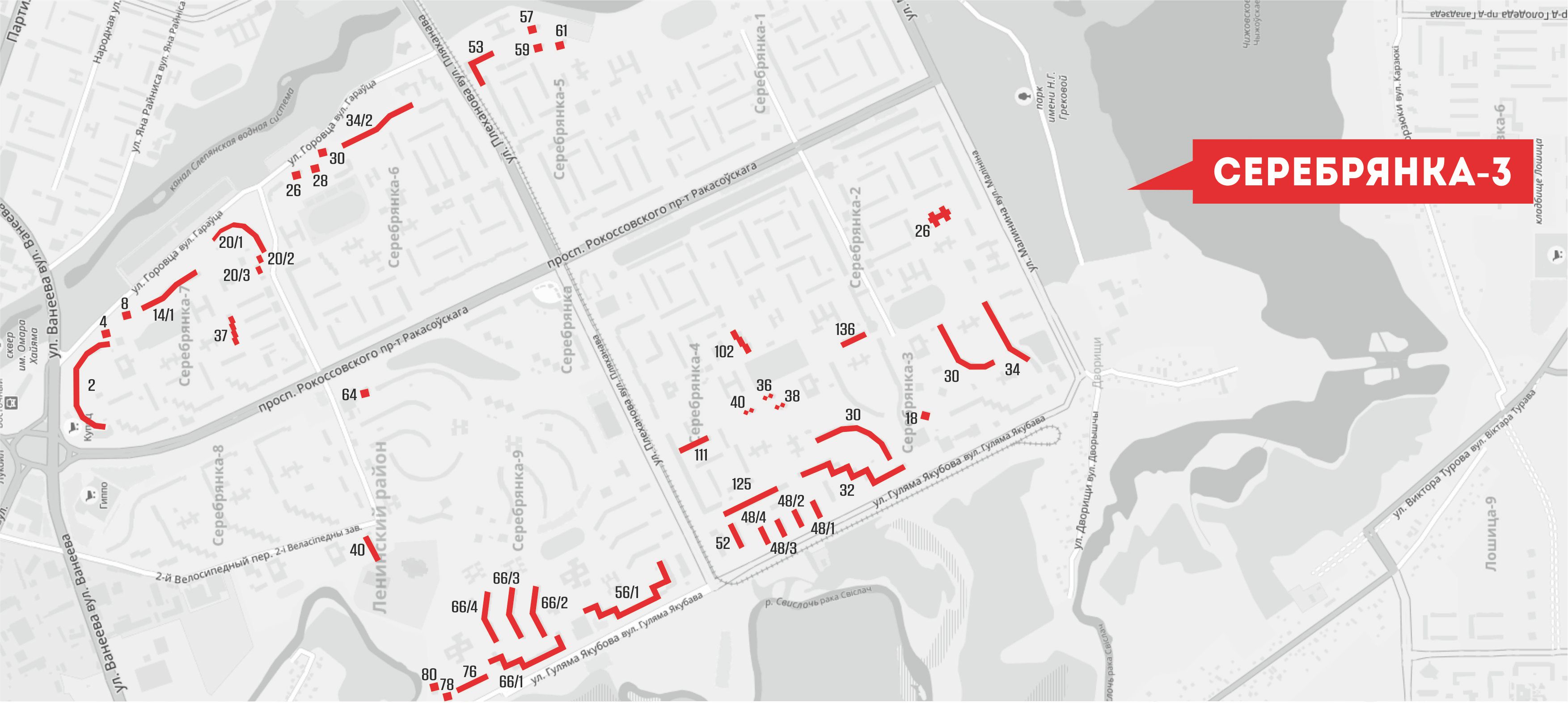 Карта расположения рекламных конструкций в лифтах р-на Серебрянка-3